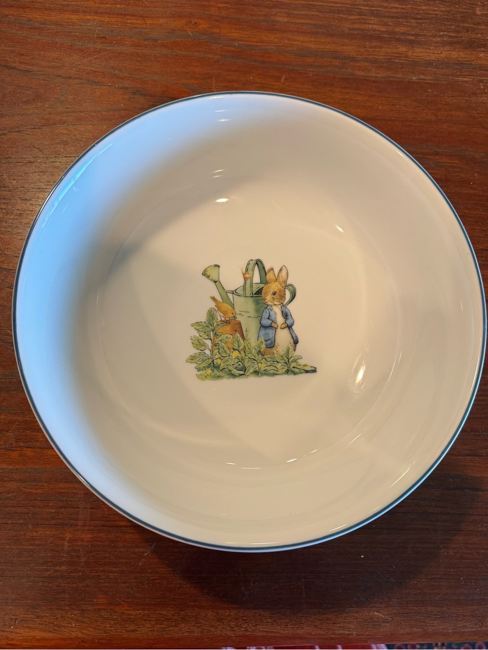 Beatrix Potter White Ceramic Peter Rabbit Bowl with Blue Rim